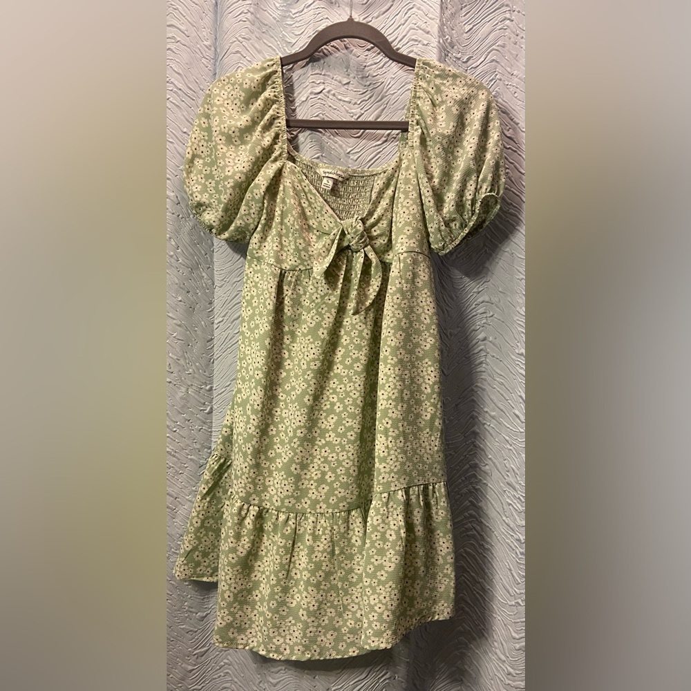 Speechless Mint Green Floral Tie-Front Dress